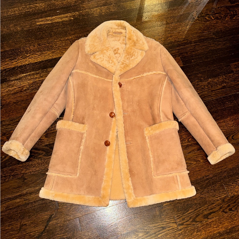 Men’s Vintage Shearling Coat Size 38 100% Pure Wool